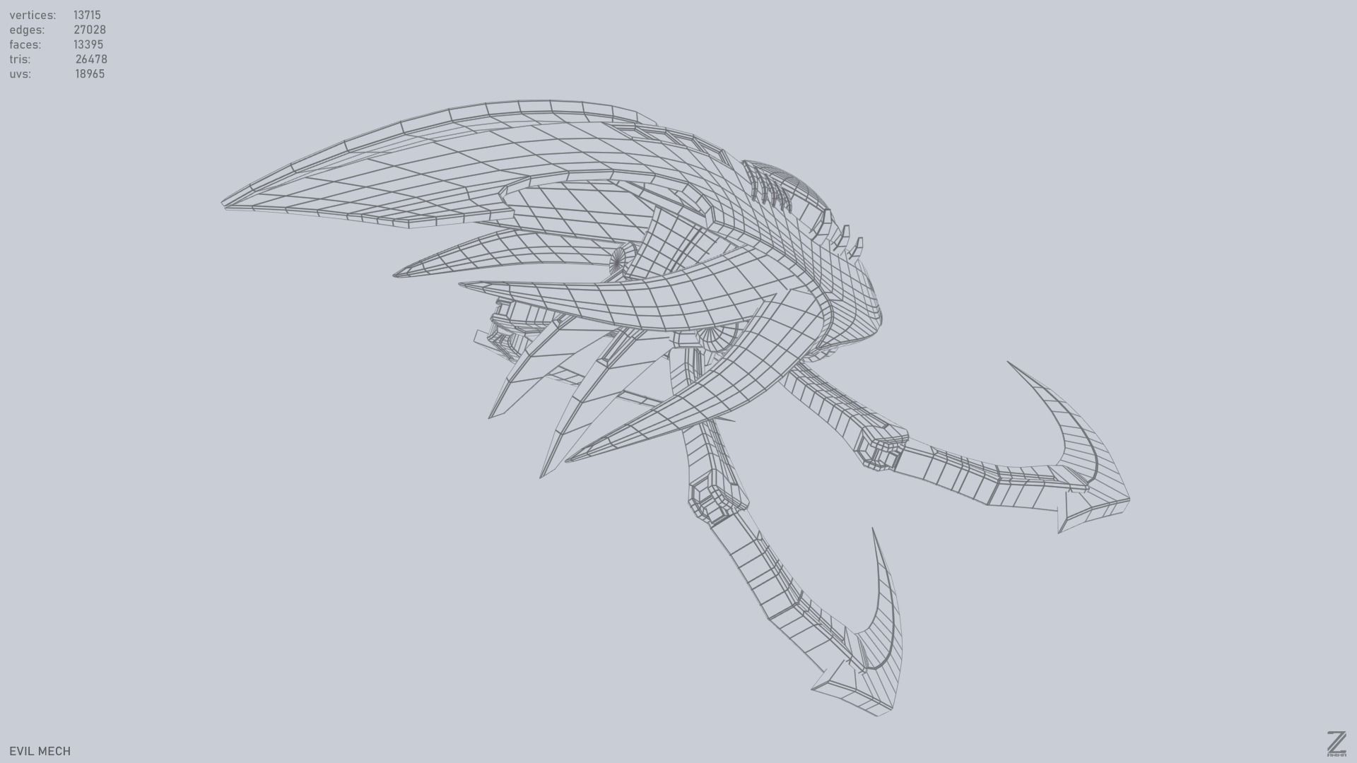 Evil mech Low-poly 3D model_12