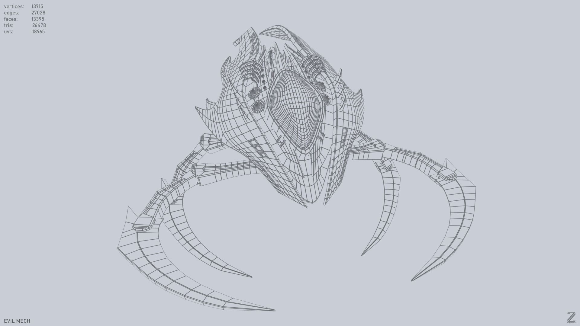 Evil mech Low-poly 3D model_14