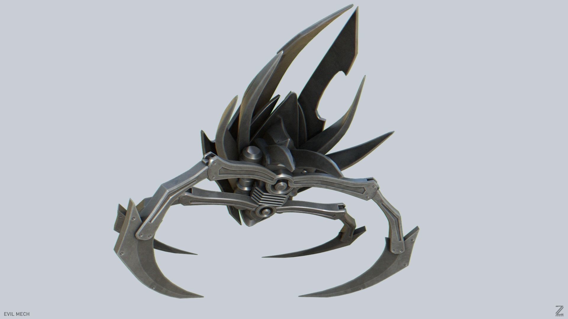Evil mech Low-poly 3D model_5
