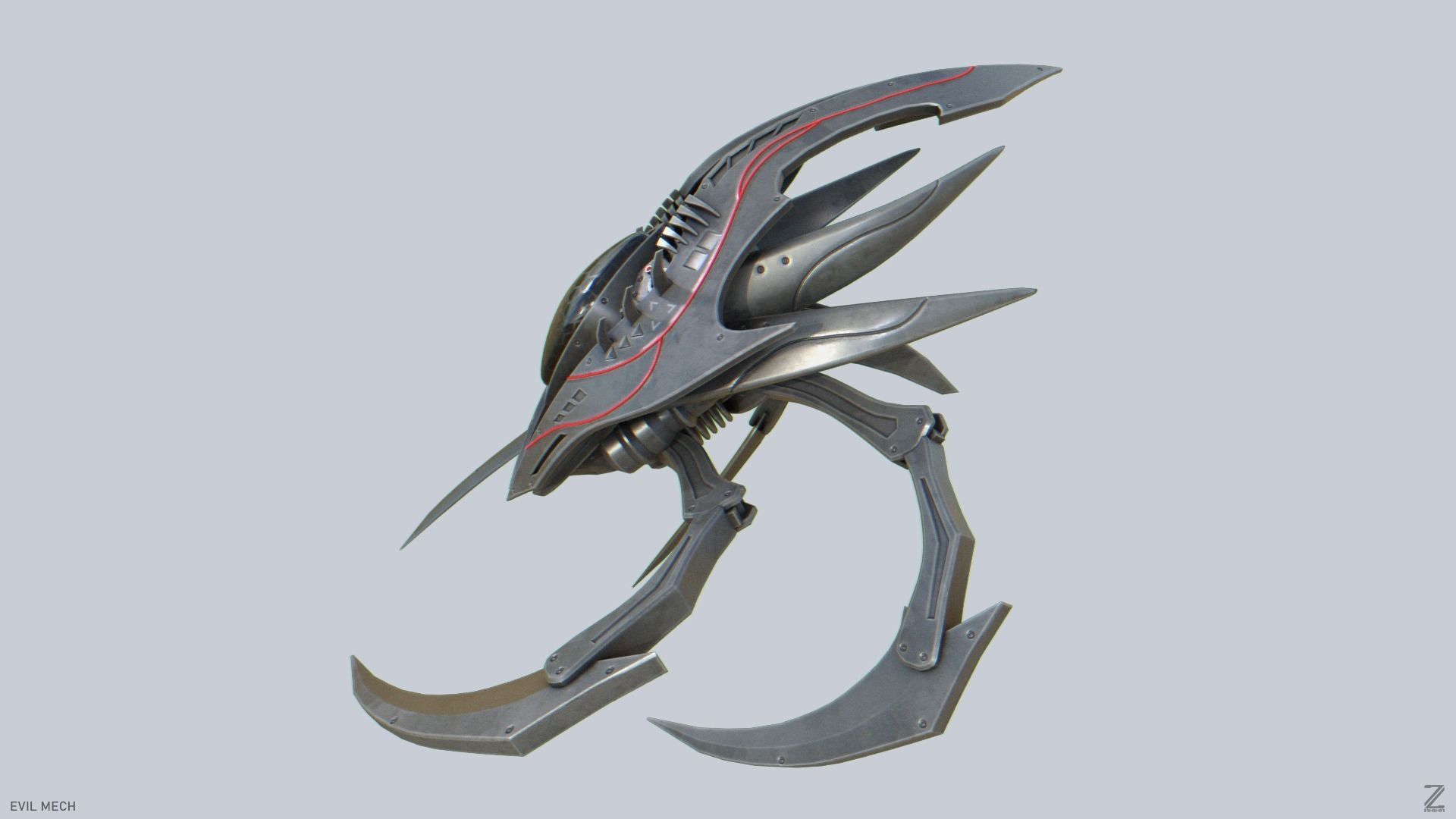 Evil mech Low-poly 3D model_4