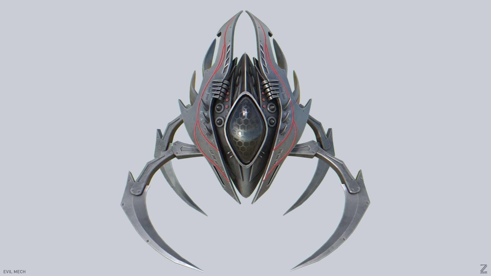 Evil mech Low-poly 3D model_1
