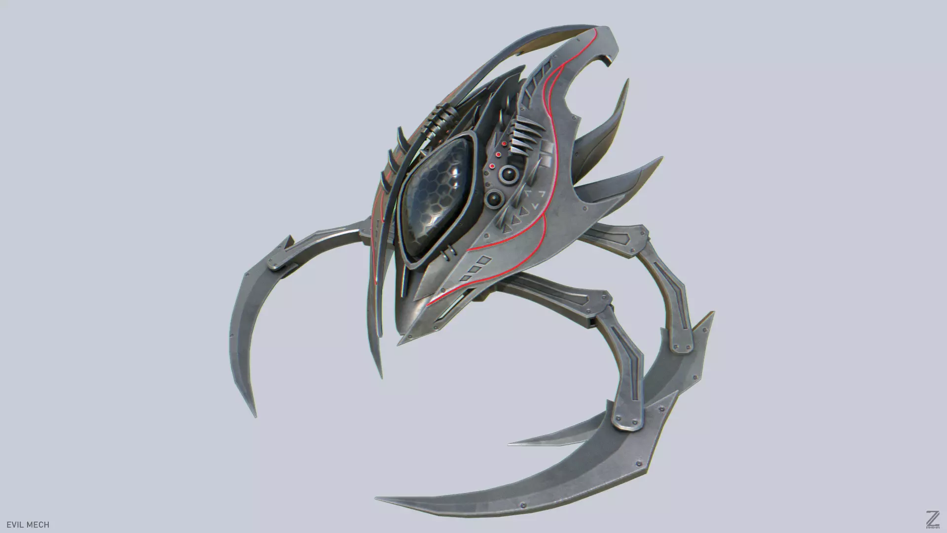 Evil mech Low-poly 3D model_0