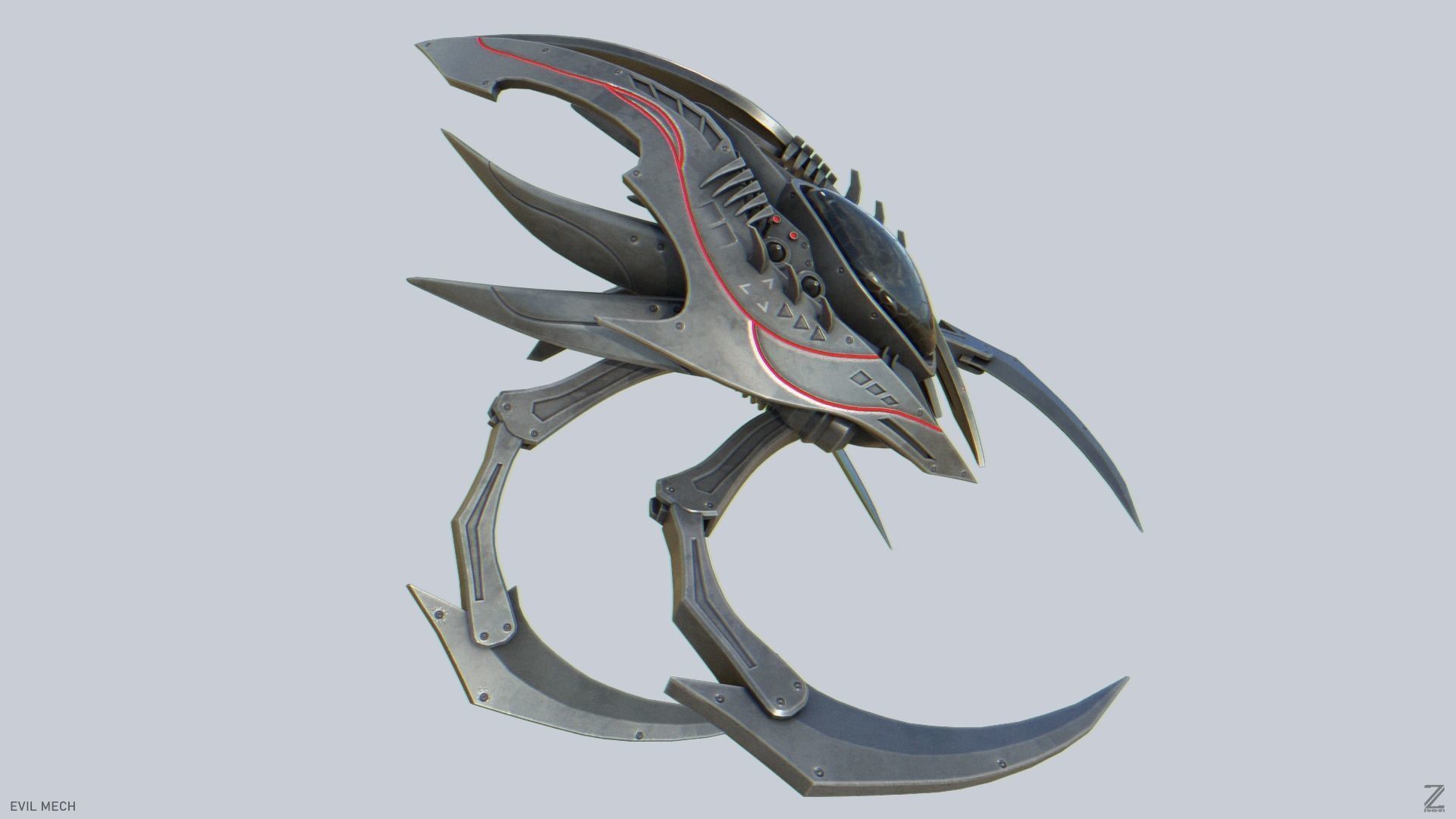 Evil mech Low-poly 3D model_7