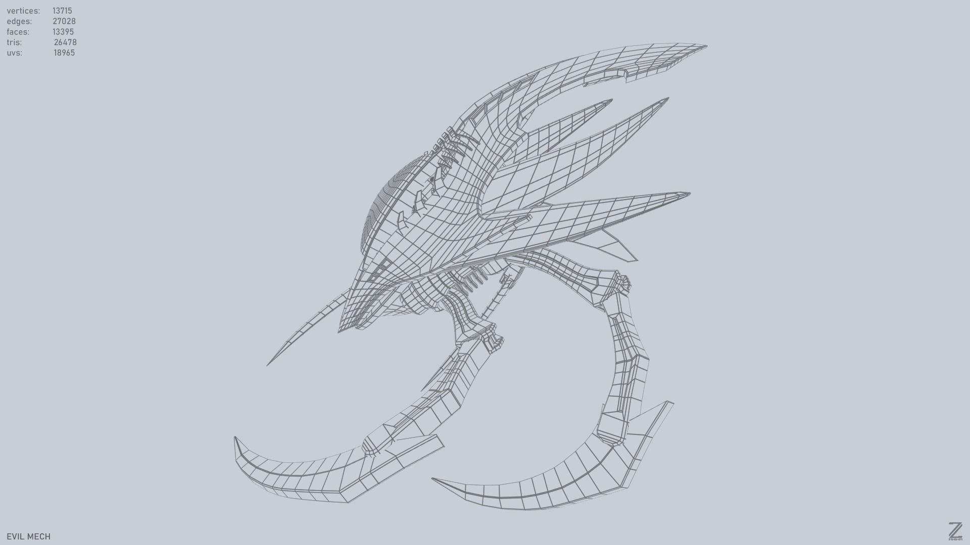 Evil mech Low-poly 3D model_10