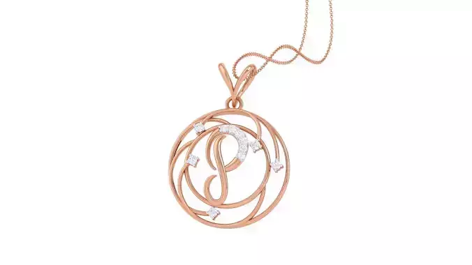 Alphabet - P Diamond Pendant Necklace 3dm stl obj gltf glb 3mf 