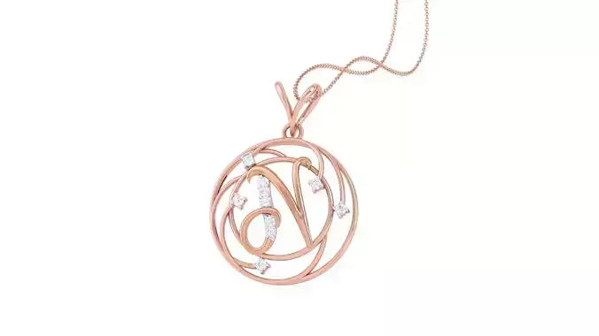 Alphabet - N Diamond Pendant Necklace 3dm stl obj gltf glb 3mf 