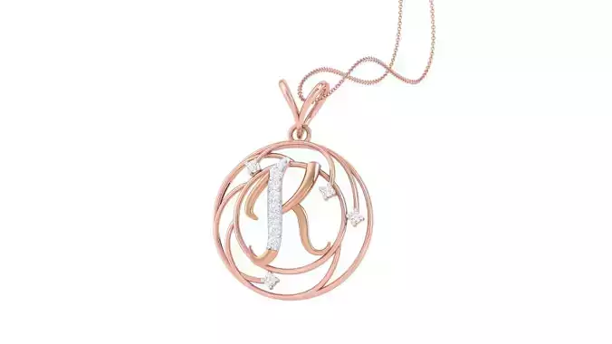 Alphabet - K Diamond Pendant Necklace 3dm stl obj gltf glb 3mf 