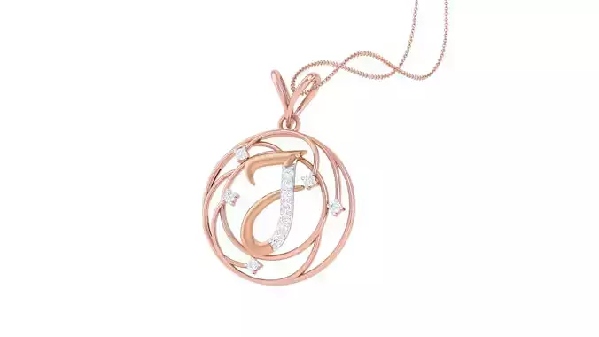 Alphabet - J Diamond Pendant Necklace 3dm stl obj gltf glb 3mf 