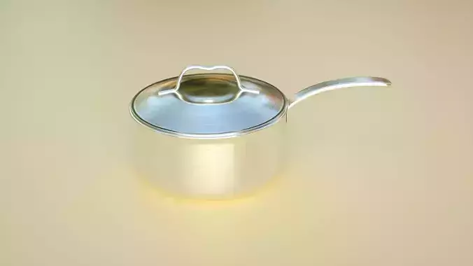Stainless Steel Pan Snow Pan Small Milk Pan Brushed Metal 3D model