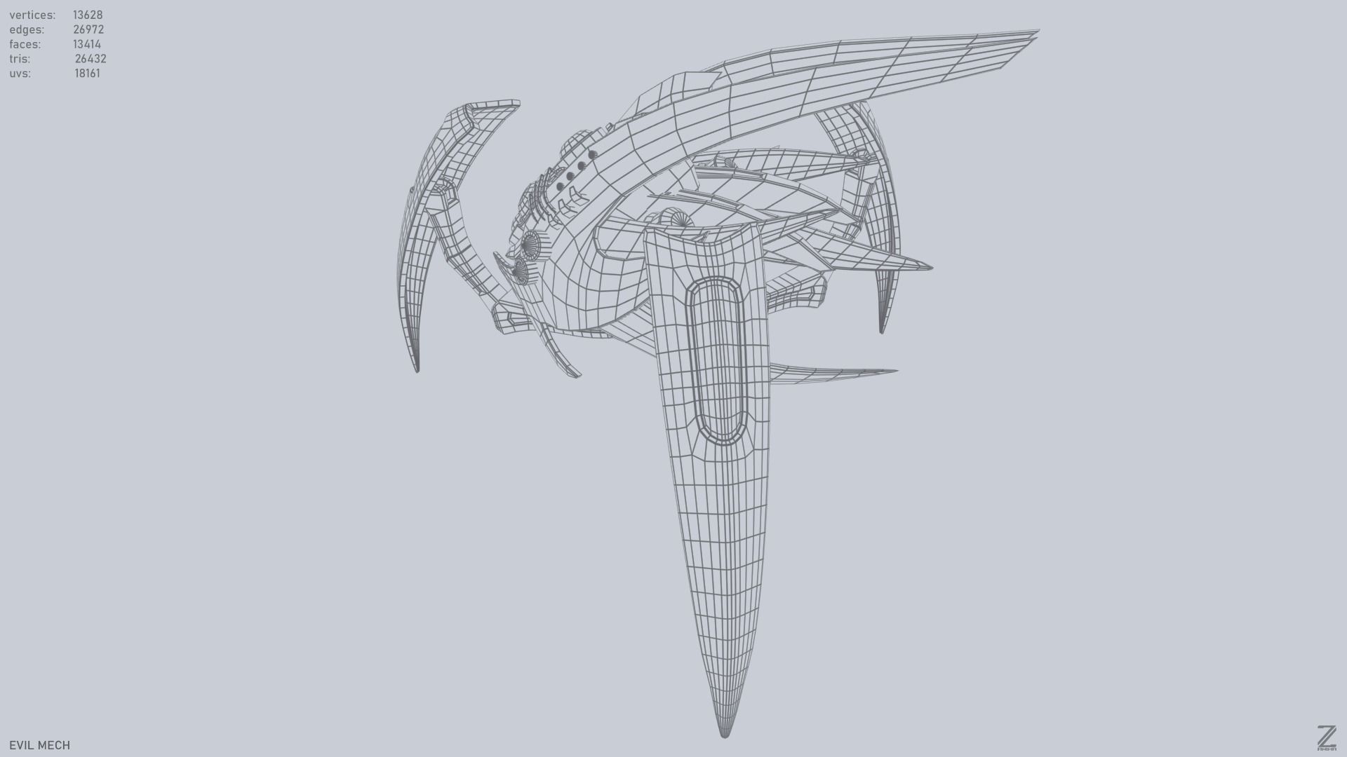 Evil mech Low-poly 3D model_10