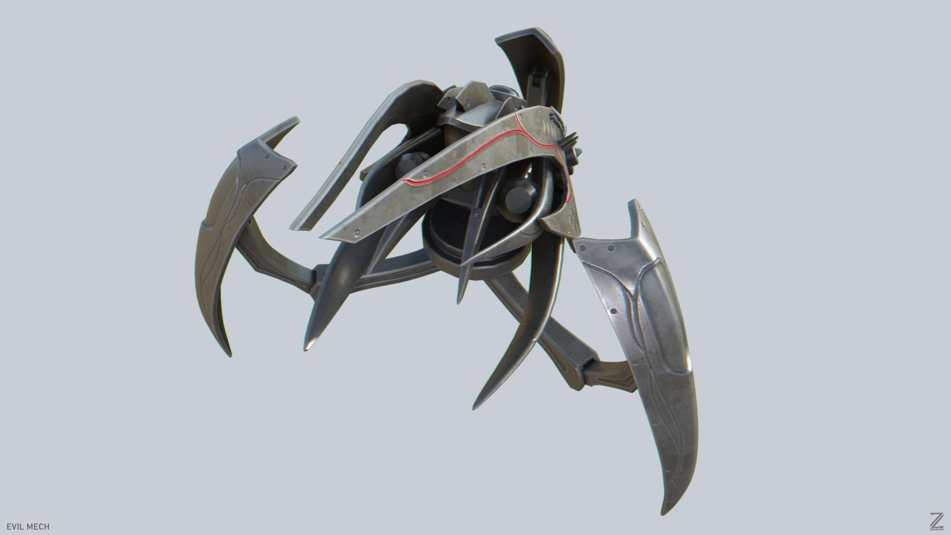Evil mech Low-poly 3D model_5