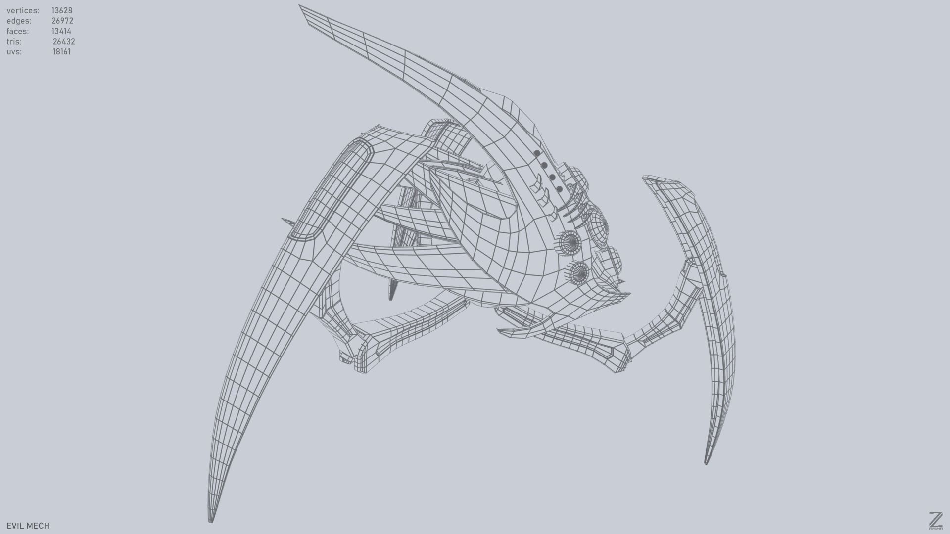 Evil mech Low-poly 3D model_12