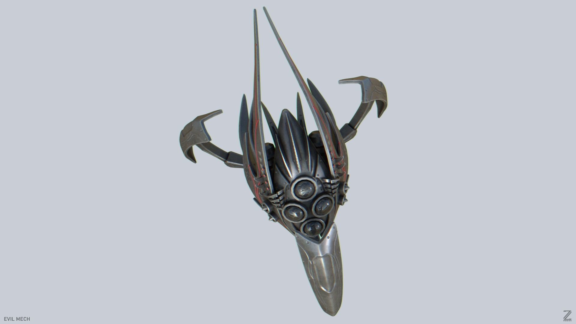 Evil mech Low-poly 3D model_8