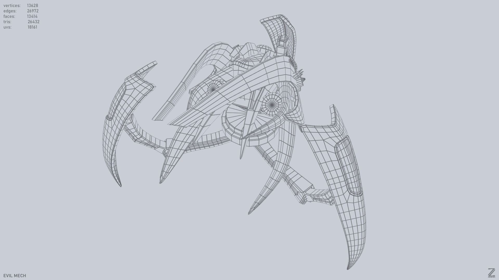 Evil mech Low-poly 3D model_11