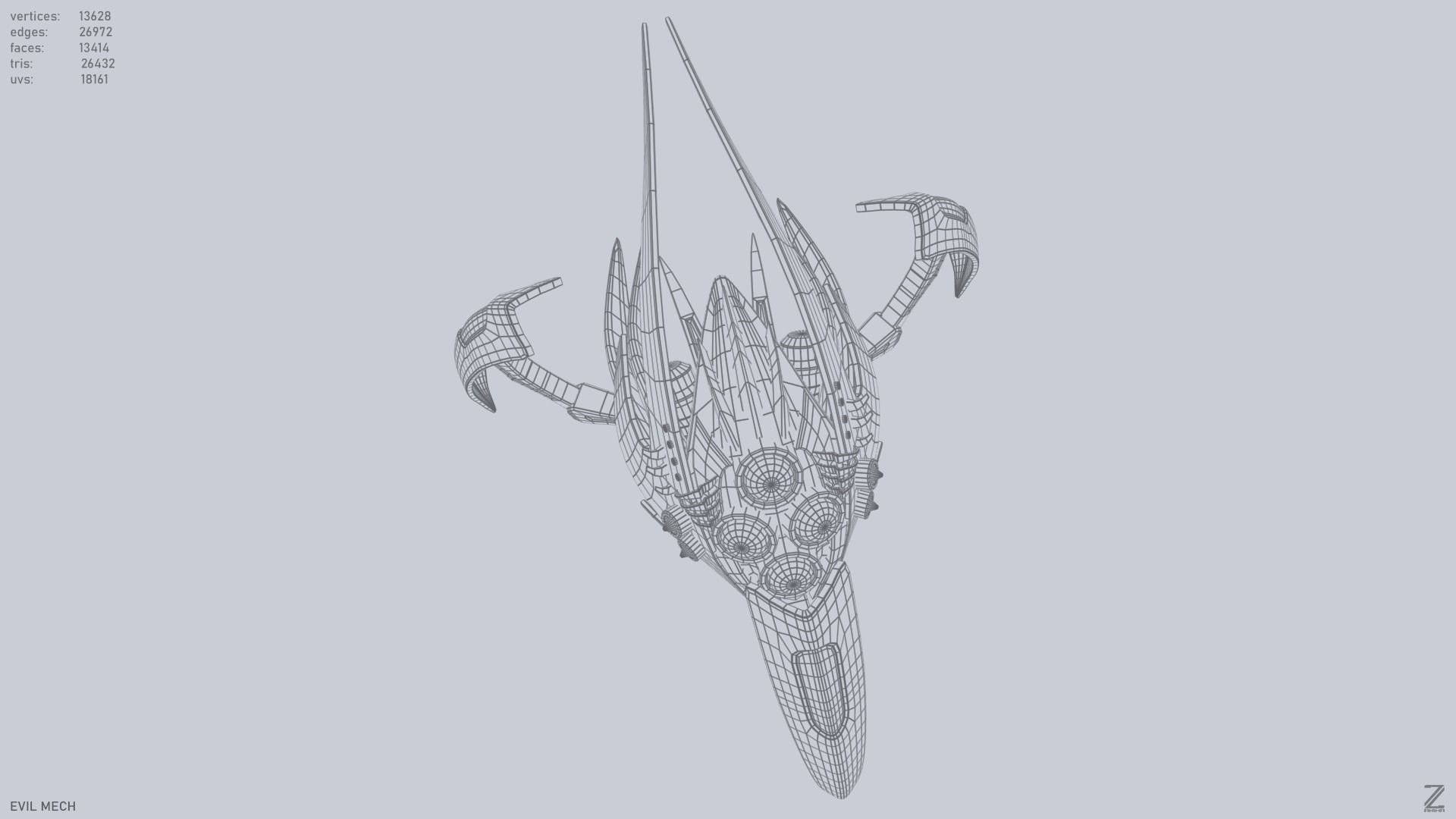 Evil mech Low-poly 3D model_14