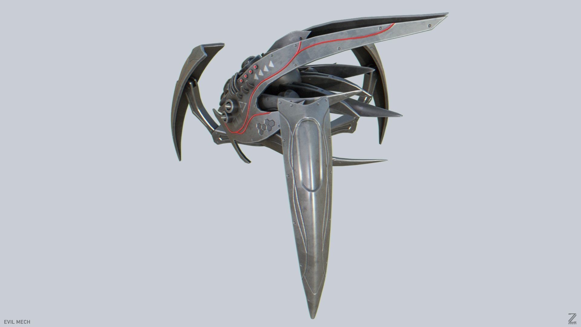 Evil mech Low-poly 3D model_4
