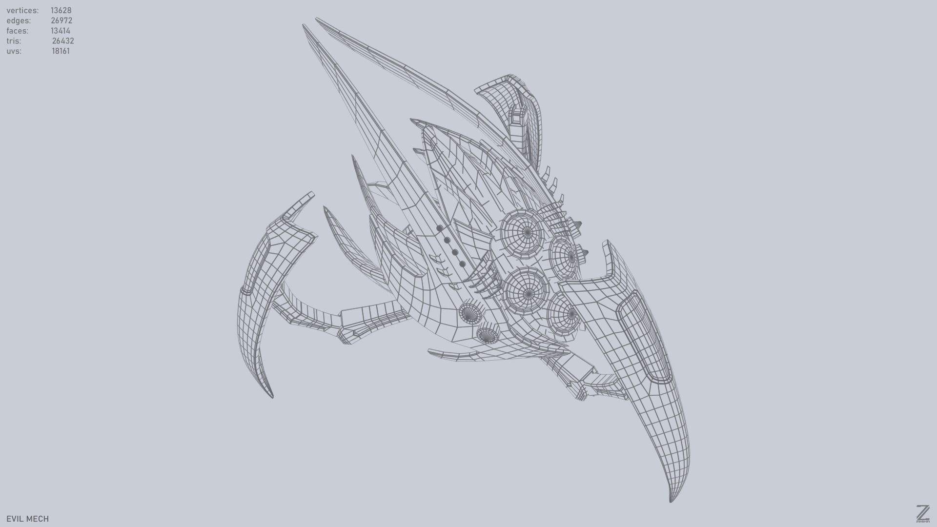 Evil mech Low-poly 3D model_13