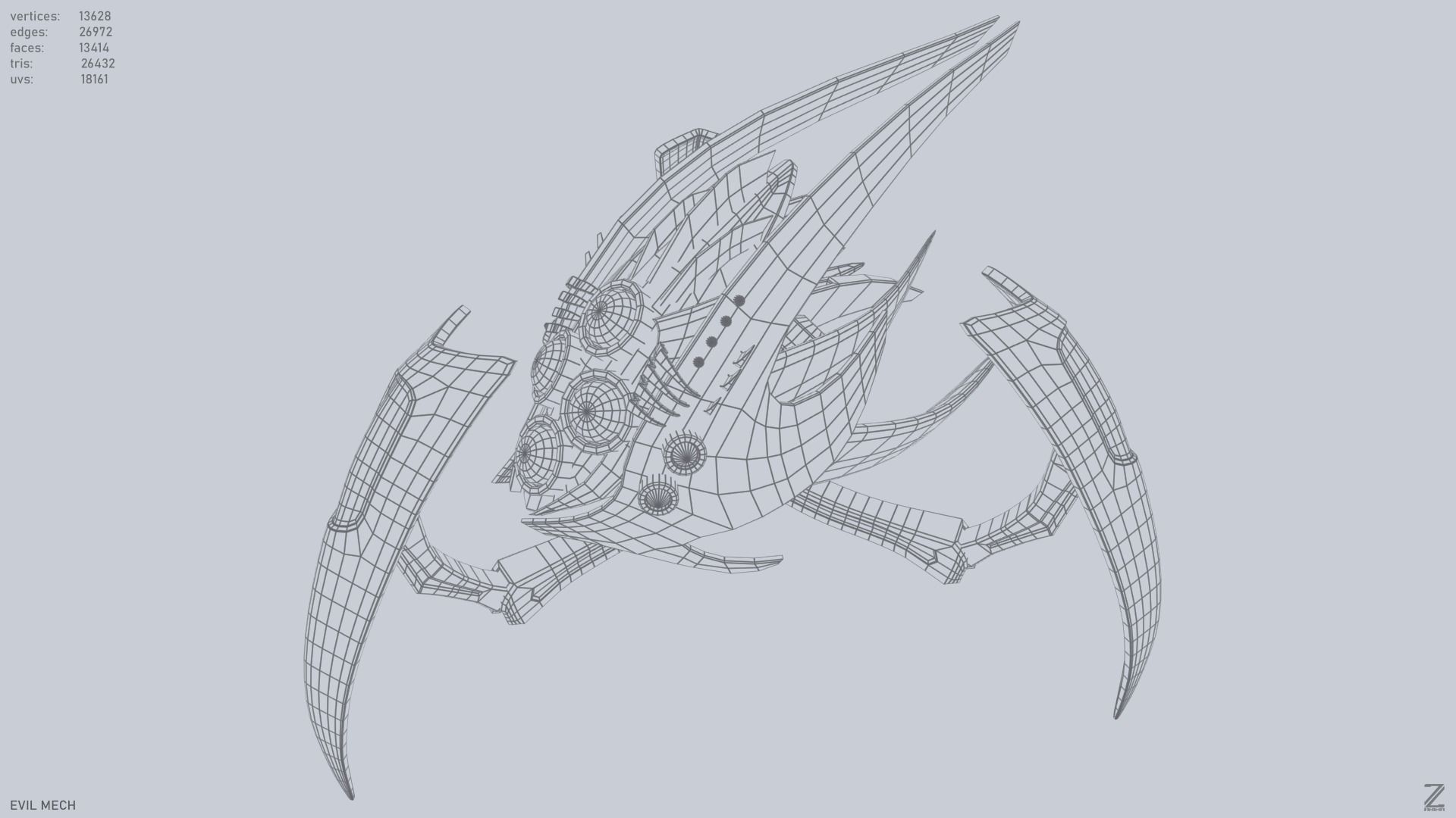 Evil mech Low-poly 3D model_3