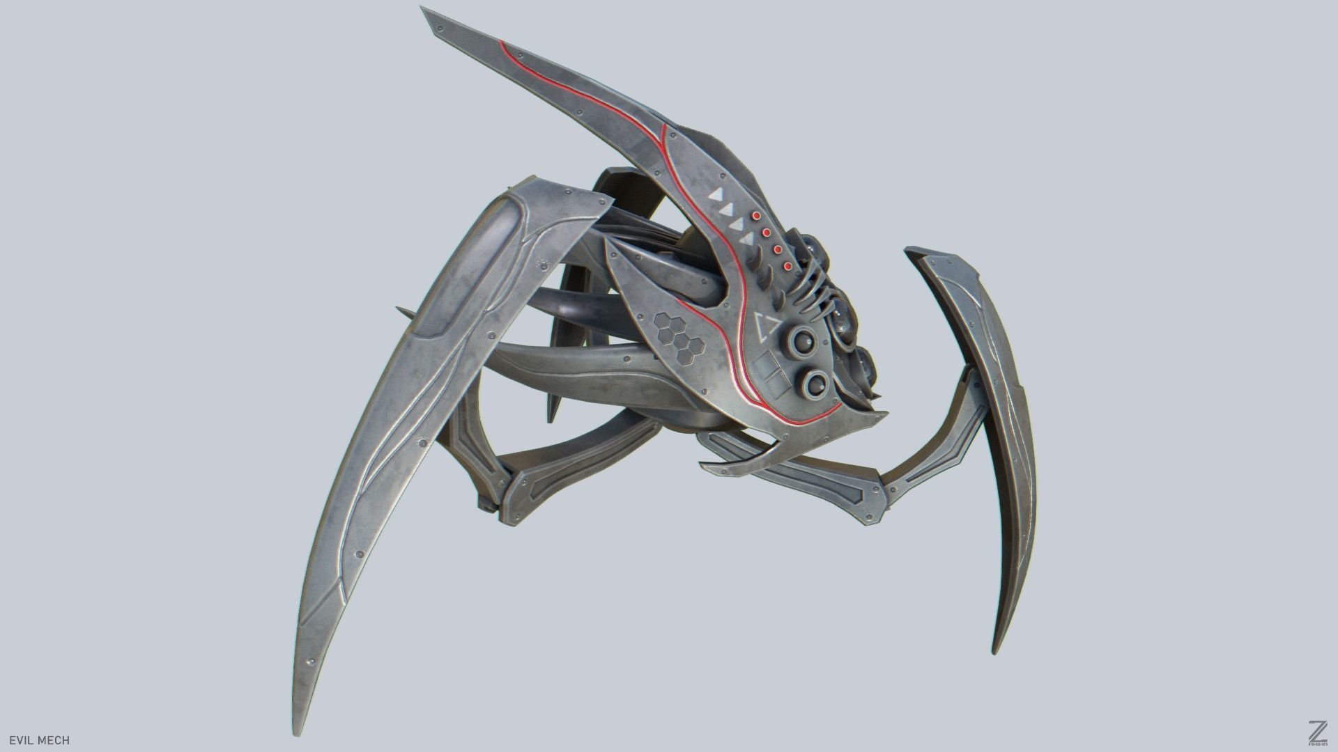 Evil mech Low-poly 3D model_6