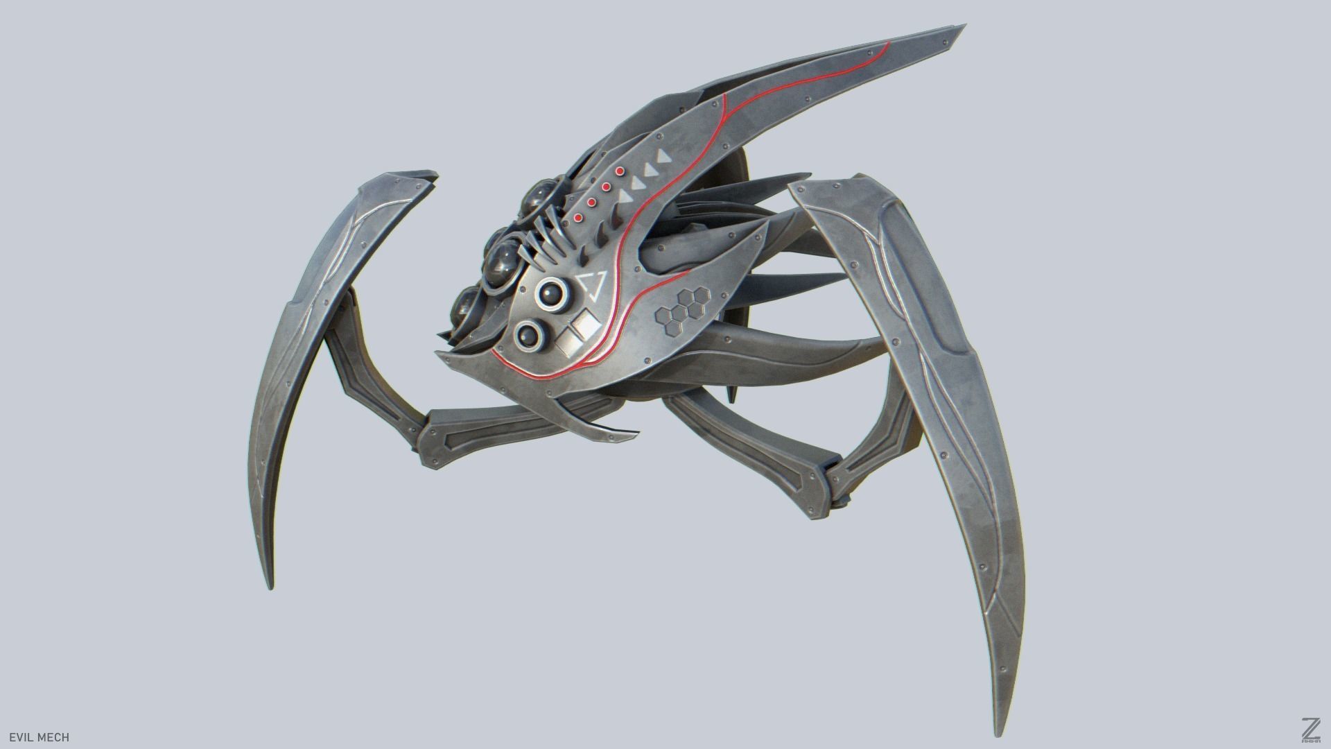 Evil mech Low-poly 3D model_1