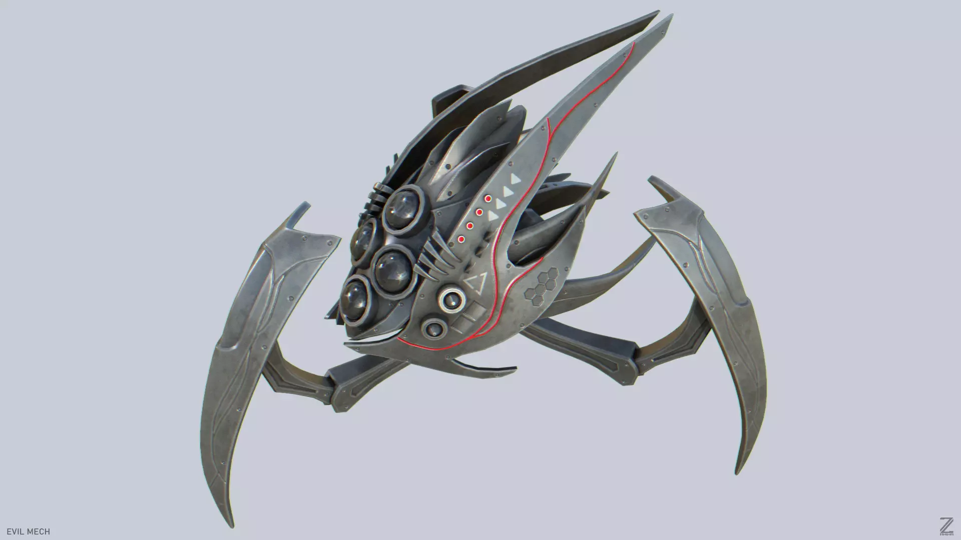 Evil mech Low-poly 3D model_0