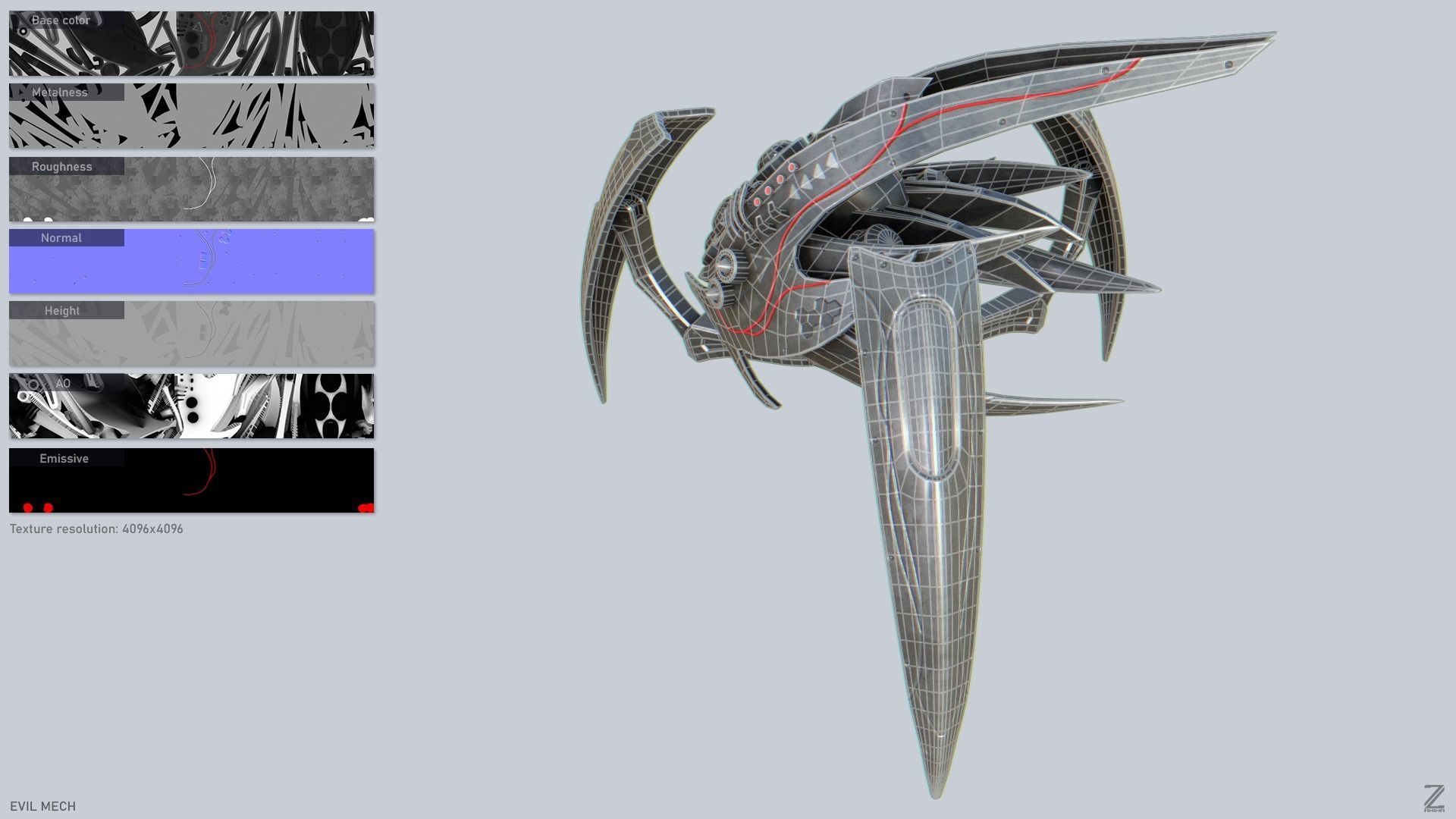 Evil mech Low-poly 3D model_2