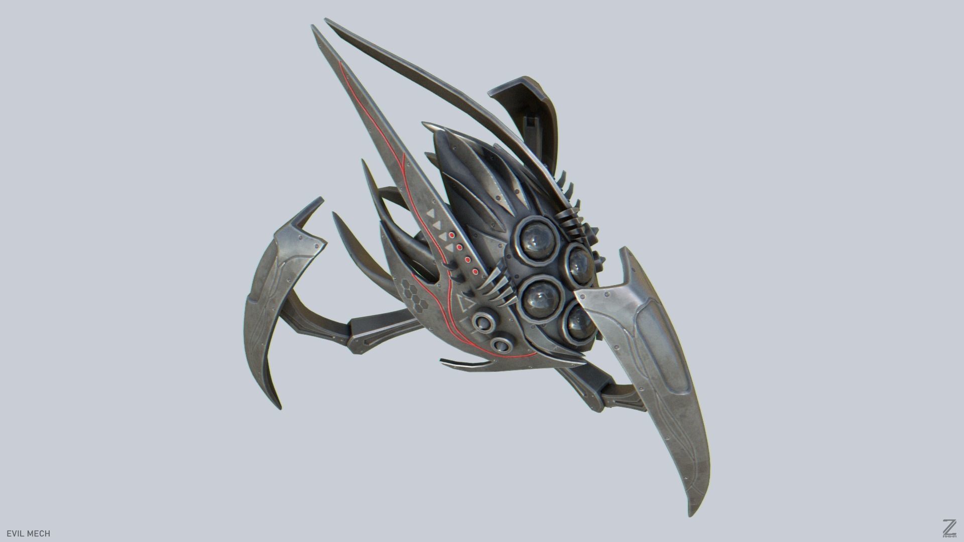 Evil mech Low-poly 3D model_7