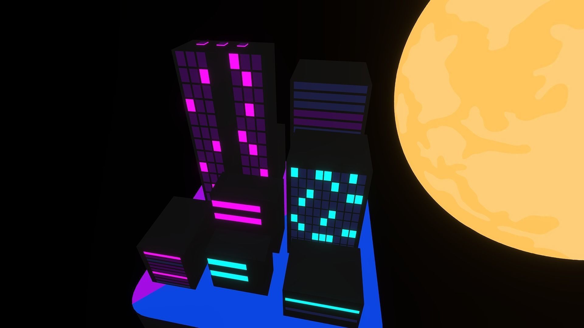 Synthwave Building Low-poly 3D model_2
