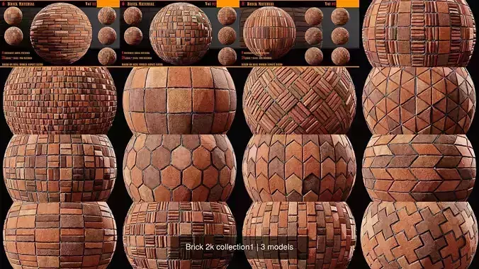 BRICK PBR 2K TEXTURE PACK VOL 1 TO 9