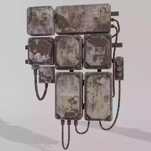 Rusty Fuse Box Cluster -Low Poly Game-Ready