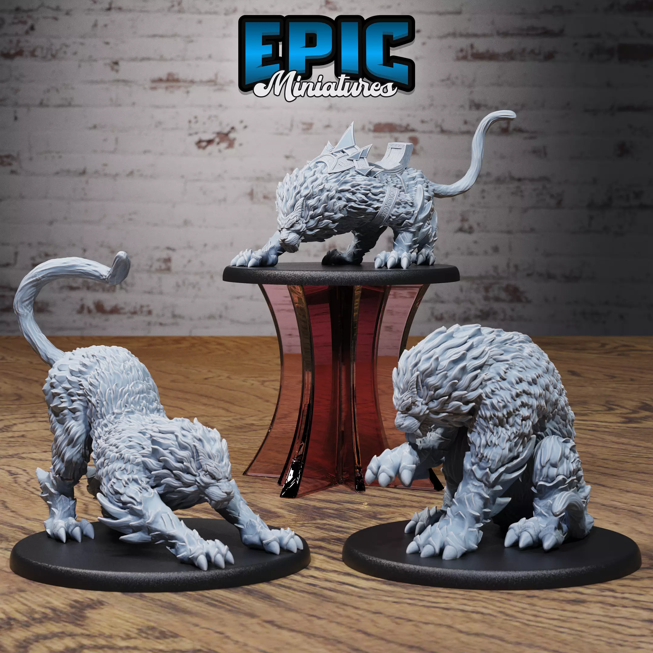Draconic Tiger Set - DnD Tabletop Miniature 3D Model 3D print model