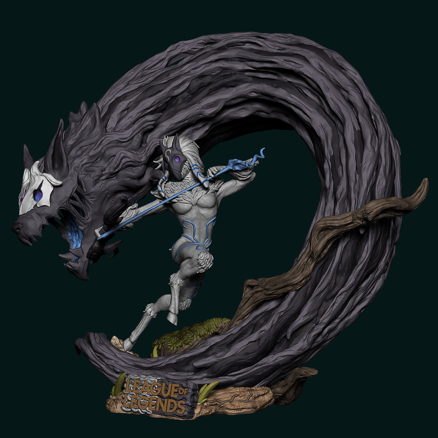 Kindred League of Legends Statue 3D print model_7