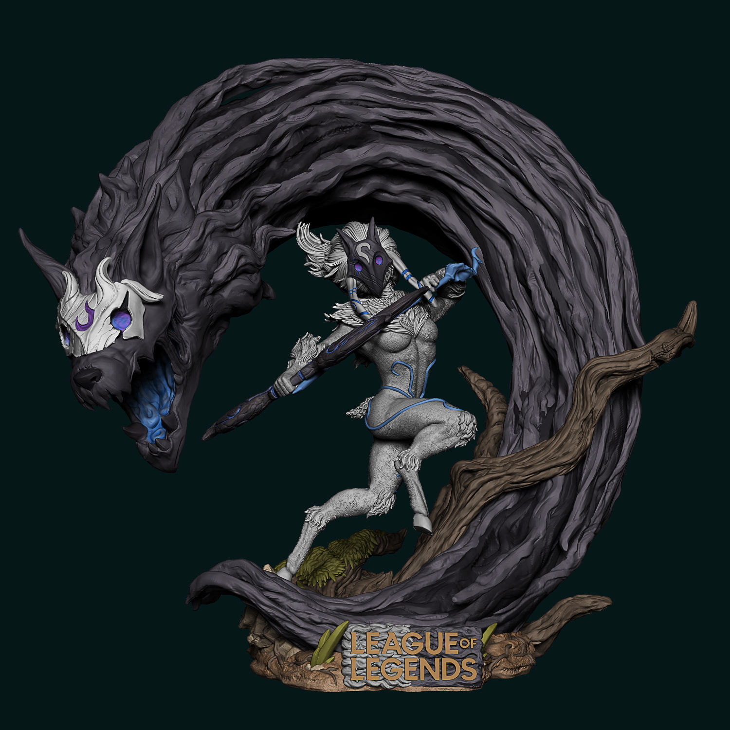Kindred League of Legends Statue 3D print model_5