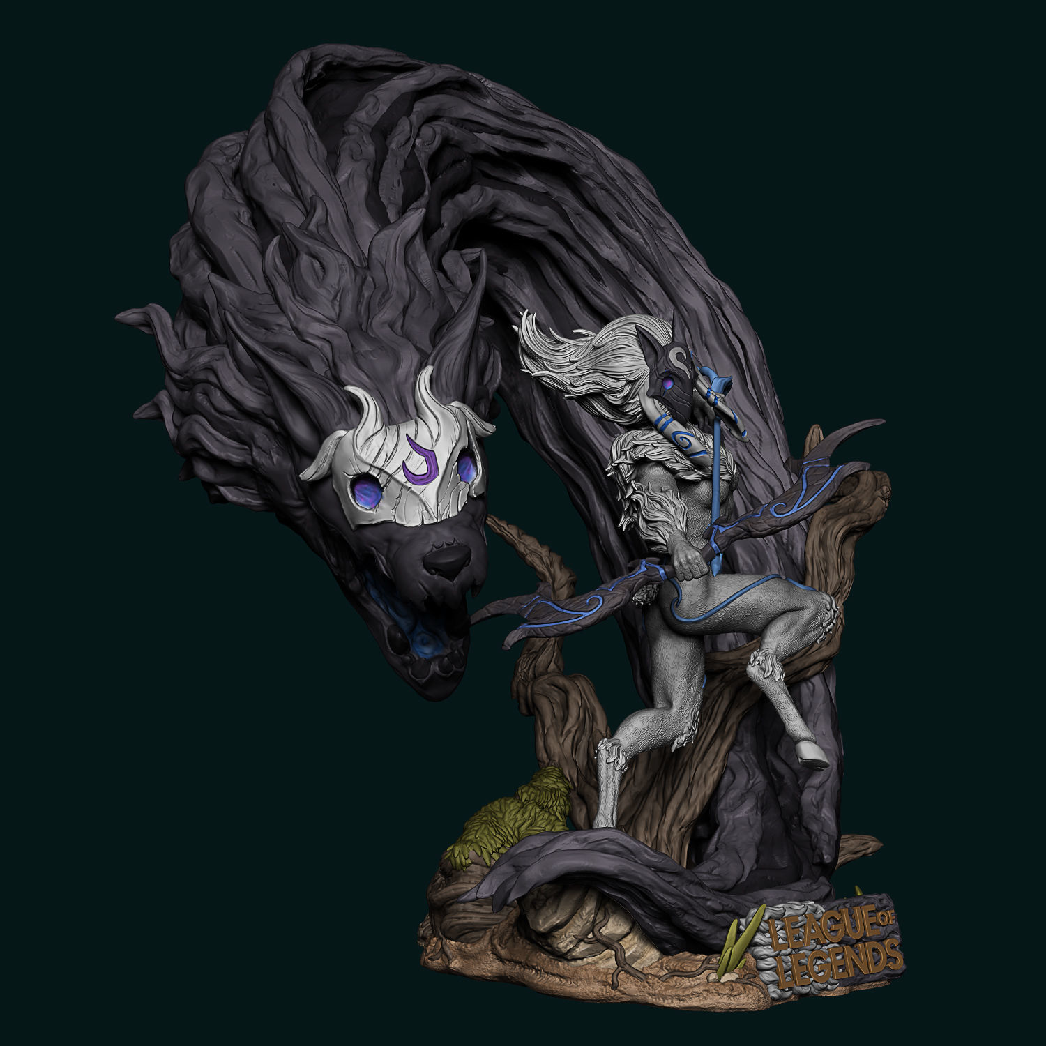 Kindred League of Legends Statue 3D print model_6