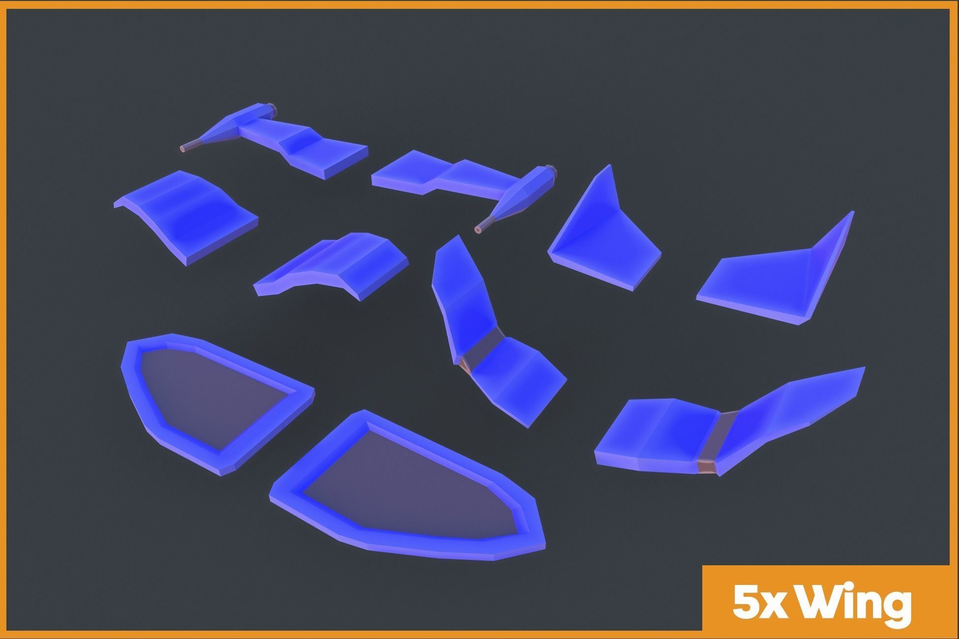 Modular SCI-FI Space ships Low-poly 3D model_6