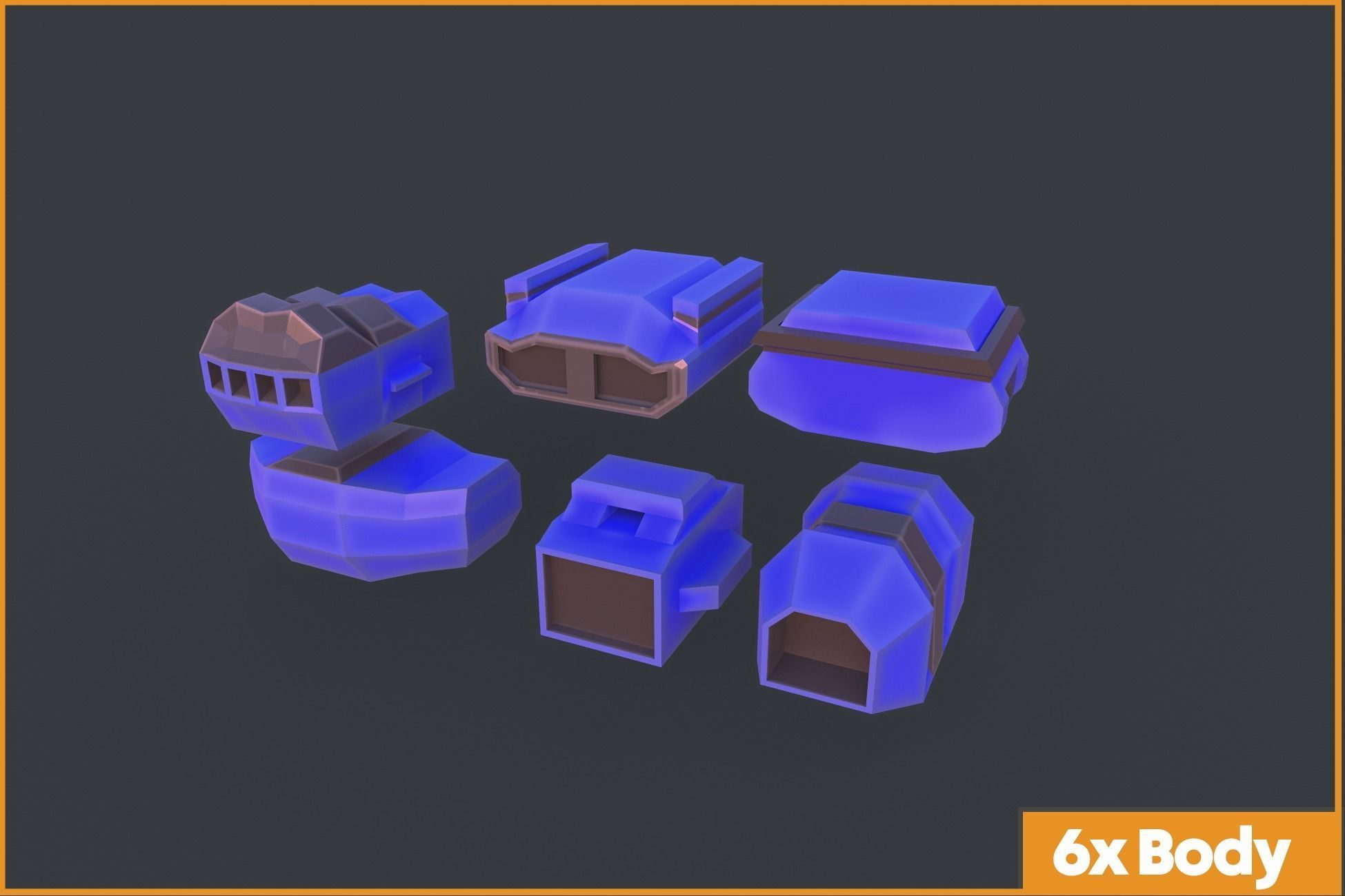 Modular SCI-FI Space ships Low-poly 3D model_3