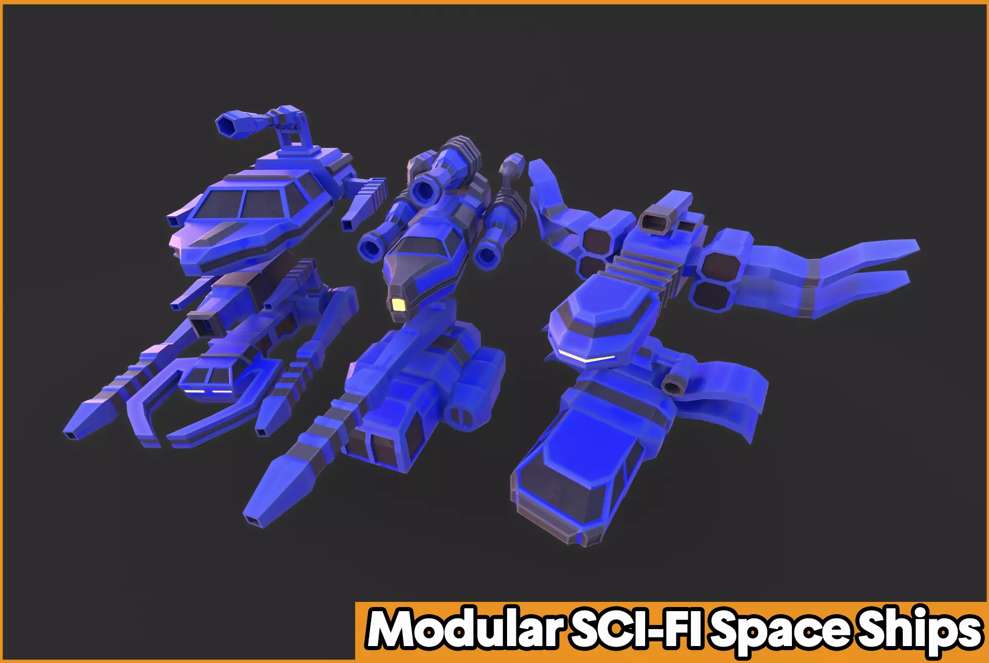 Modular SCI-FI Space ships Low-poly 3D model_0