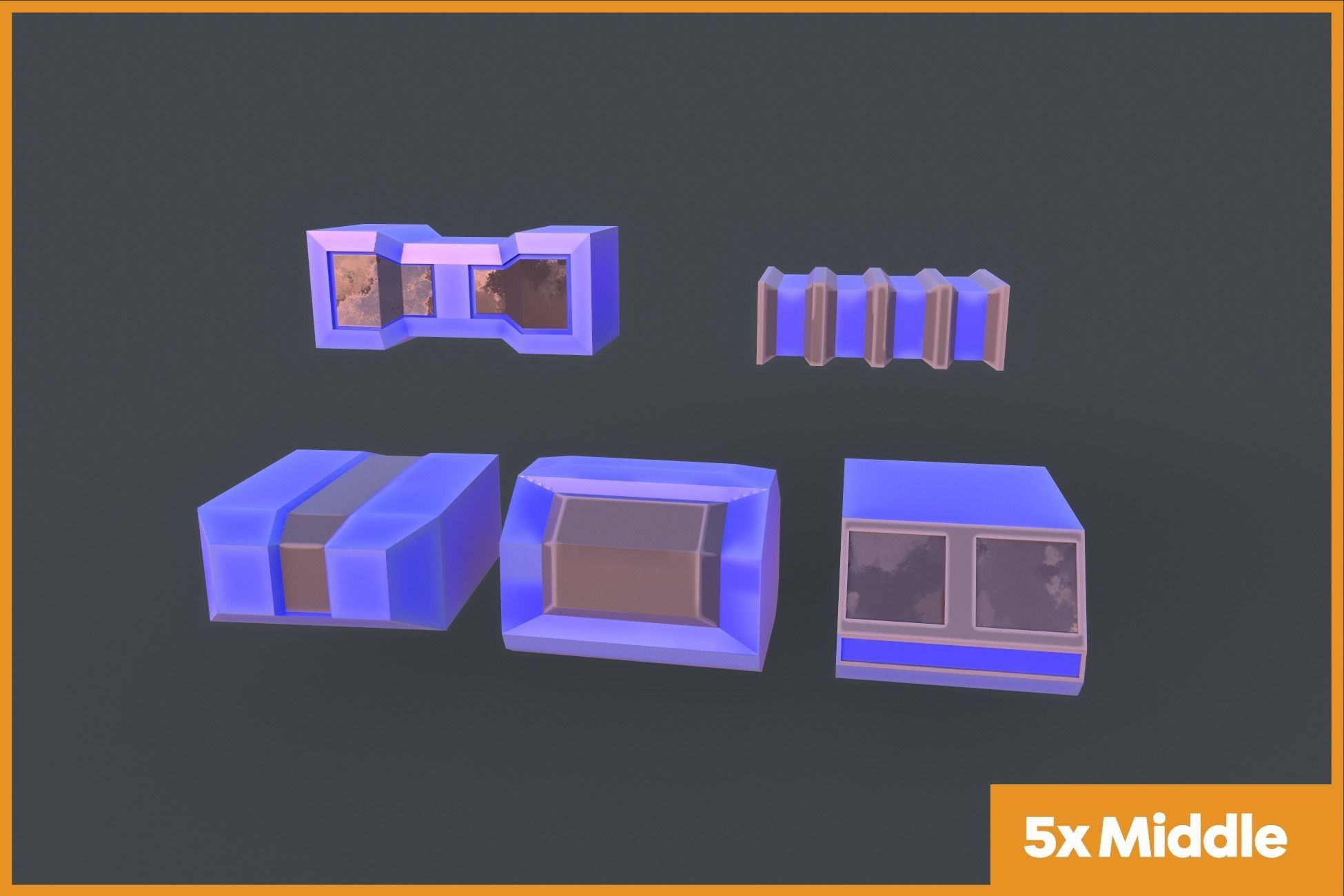 Modular SCI-FI Space ships Low-poly 3D model_2