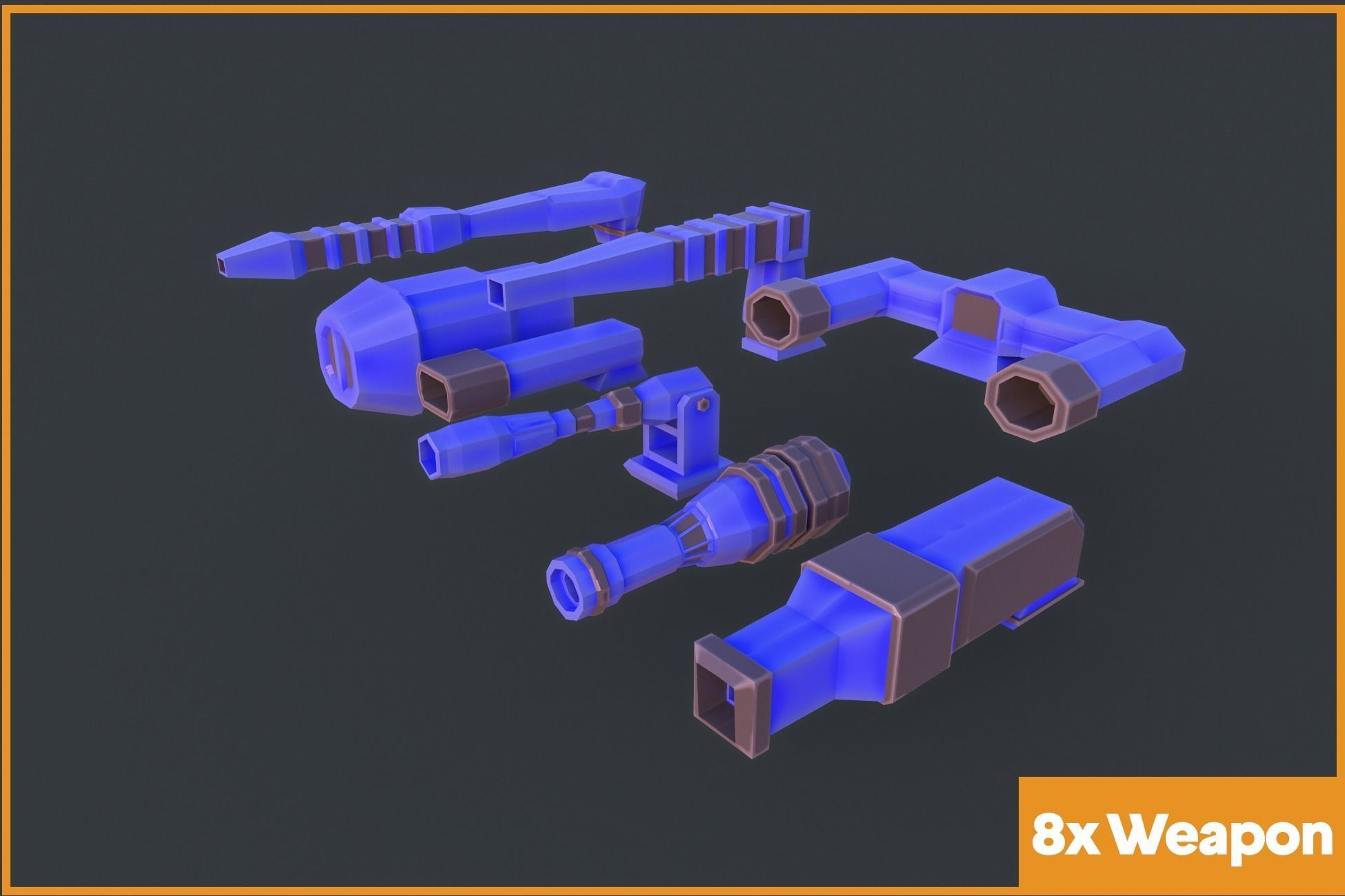 Modular SCI-FI Space ships Low-poly 3D model_5