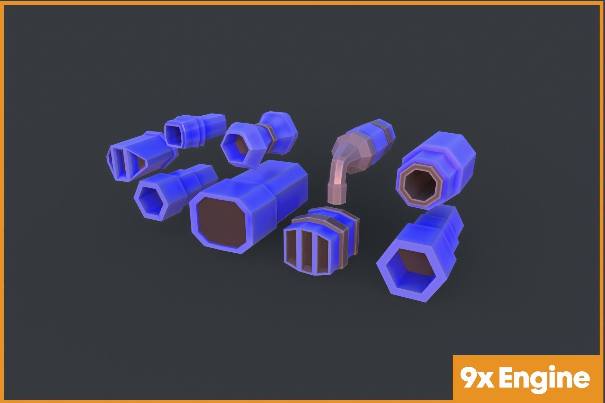 Modular SCI-FI Space ships Low-poly 3D model_4