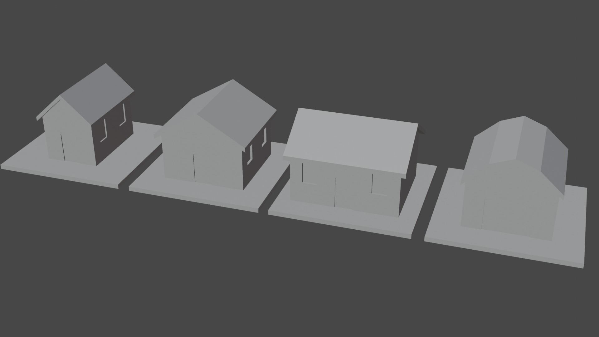 8 Lowpoly Houses 3d model Low-poly 3D model_3