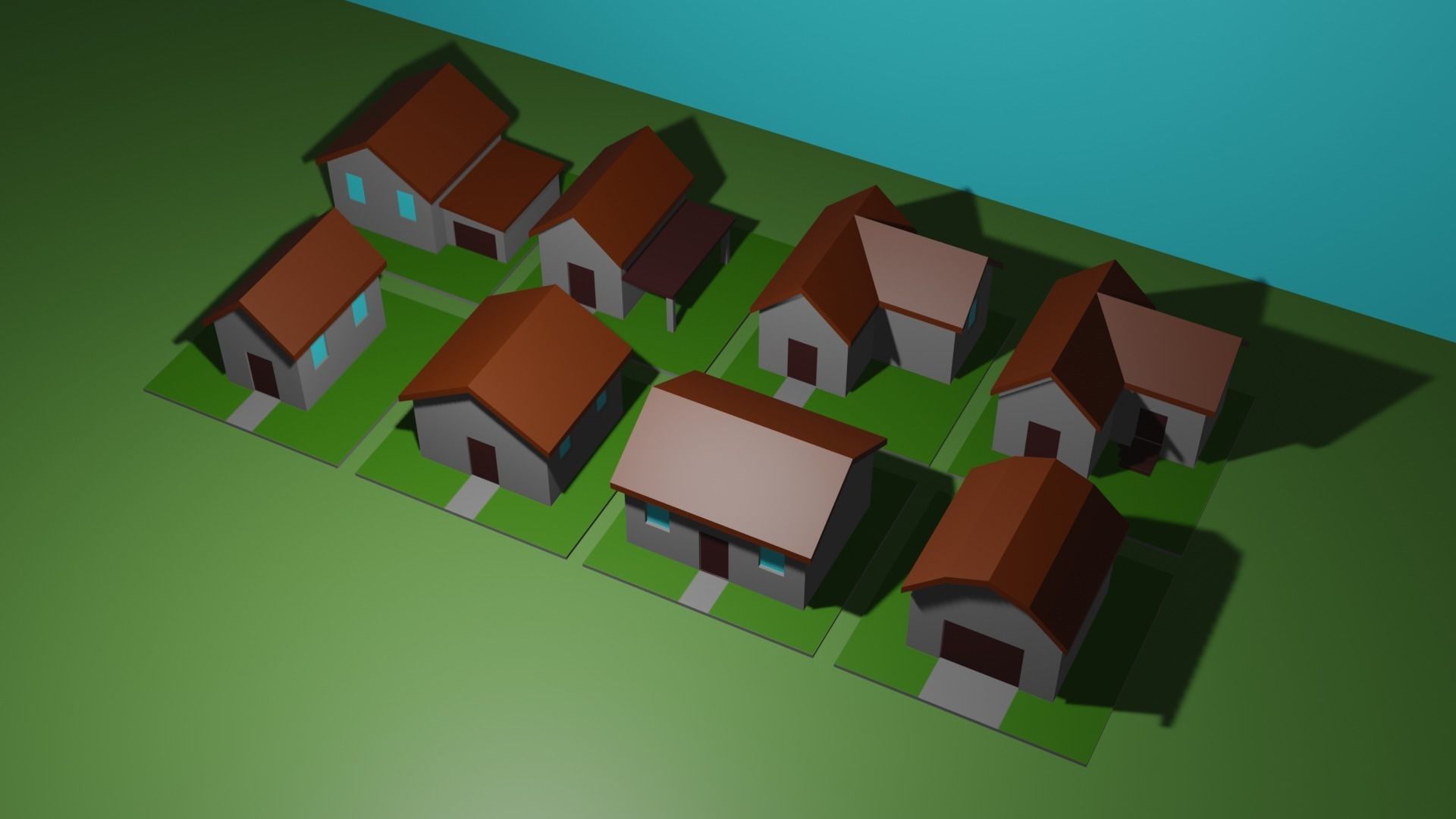 8 Lowpoly Houses 3d model Low-poly 3D model_9
