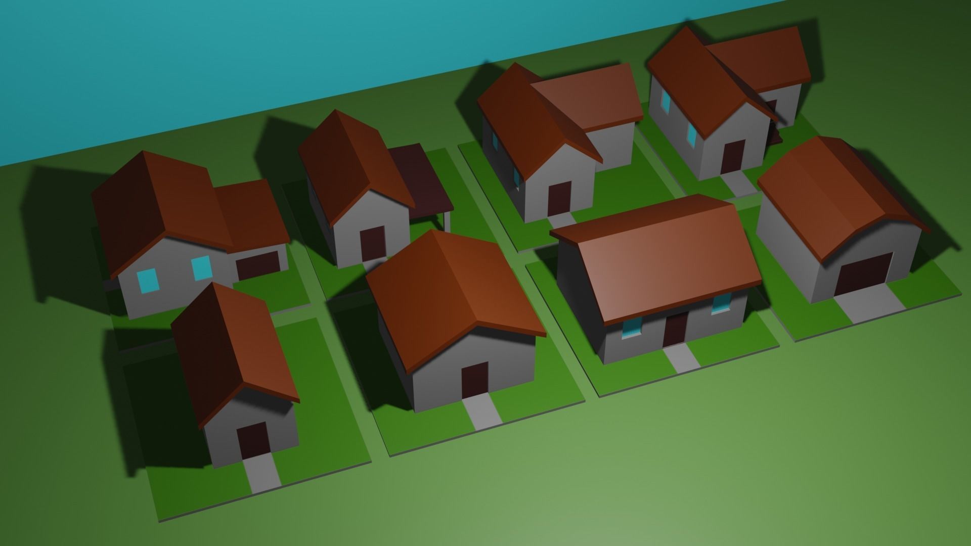 8 Lowpoly Houses 3d model Low-poly 3D model_1