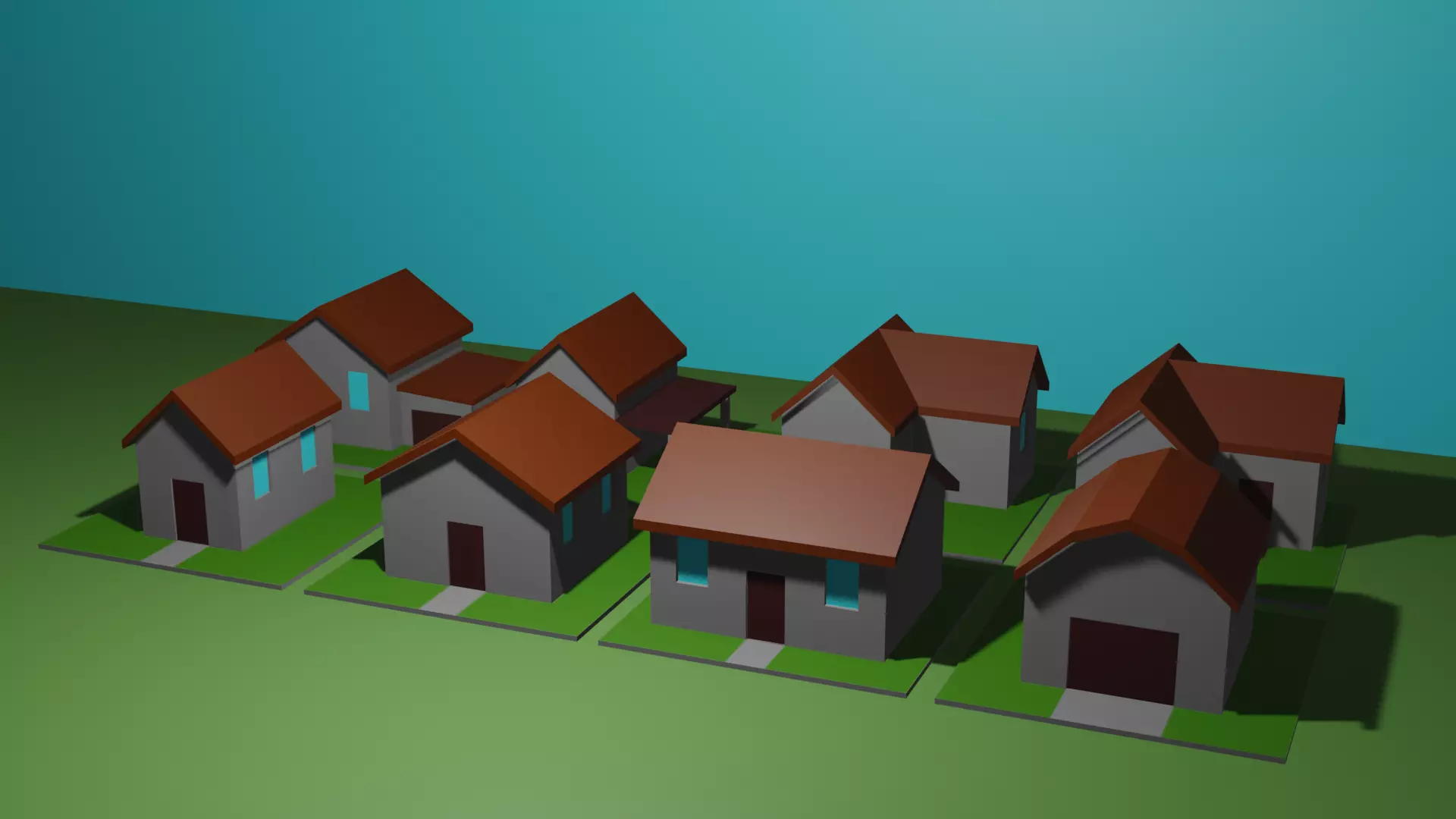 8 Lowpoly Houses 3d model Low-poly 3D model_0
