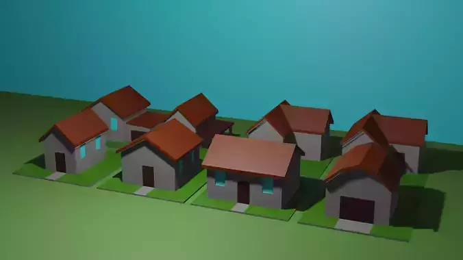 8 Lowpoly Houses 3d model