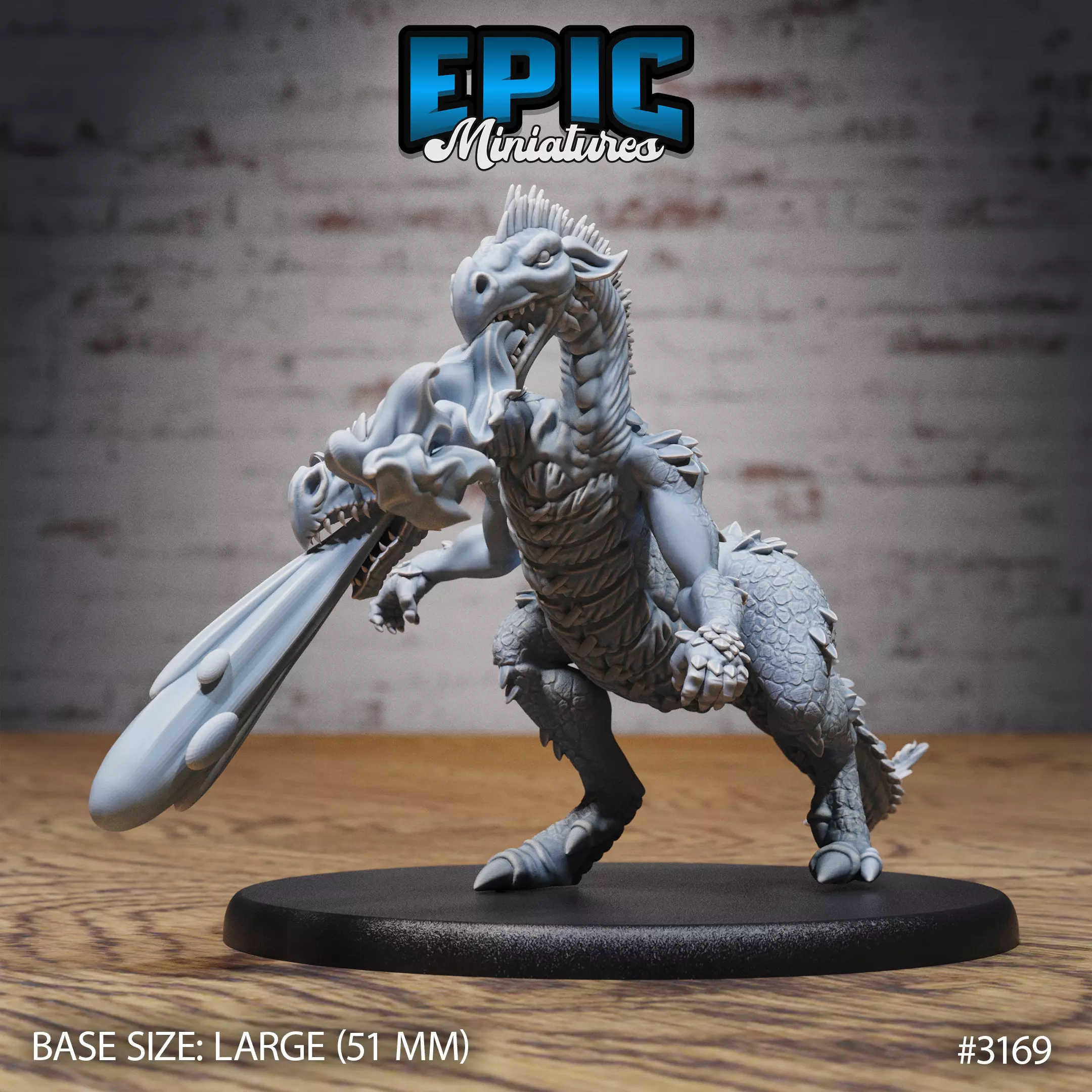 Two Headed Dragon Adventurer - DnD Tabletop Miniature 3D Model  3D print model_0