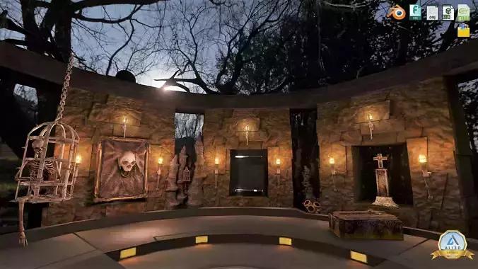 Haunting Spooky Dungeon  with PBR Baked Textures Low-poly 3D model