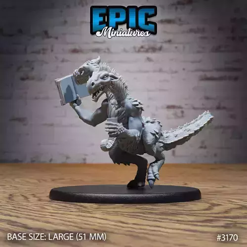 Two Headed Dragon Adventurer Reading - DnD Tabletop Miniature 3D print model