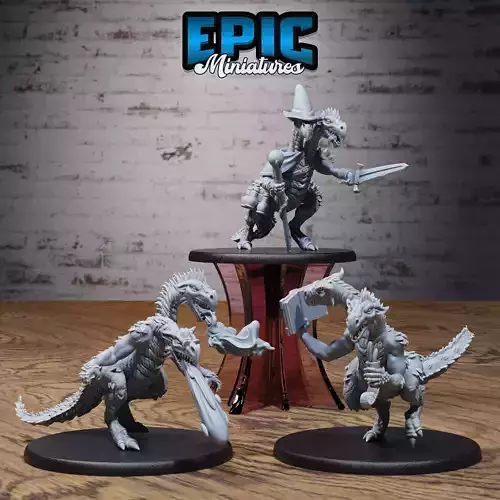 Two Headed Dragon Set - DnD Tabletop Miniature 3D Model  3D print model
