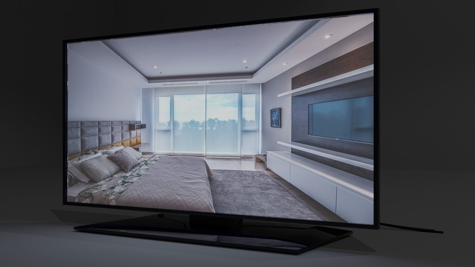 Lowpoly flat screen tv Free 3D model_5